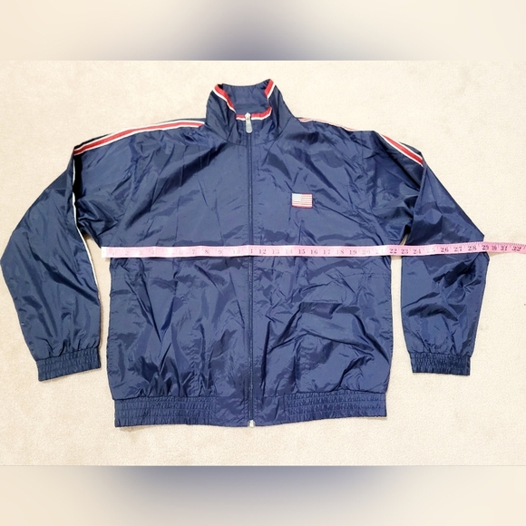 Lavon Women’s Track Jacket Small Full Zip Windbreaker Navy Red White Stripes USA - Picture 6 of 11